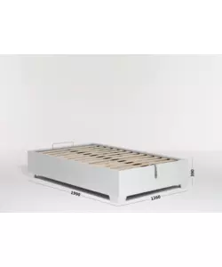 Letto 1 piazza e mezza 'bed box' bianco con rete, contenitore e piedini 120x190 cm